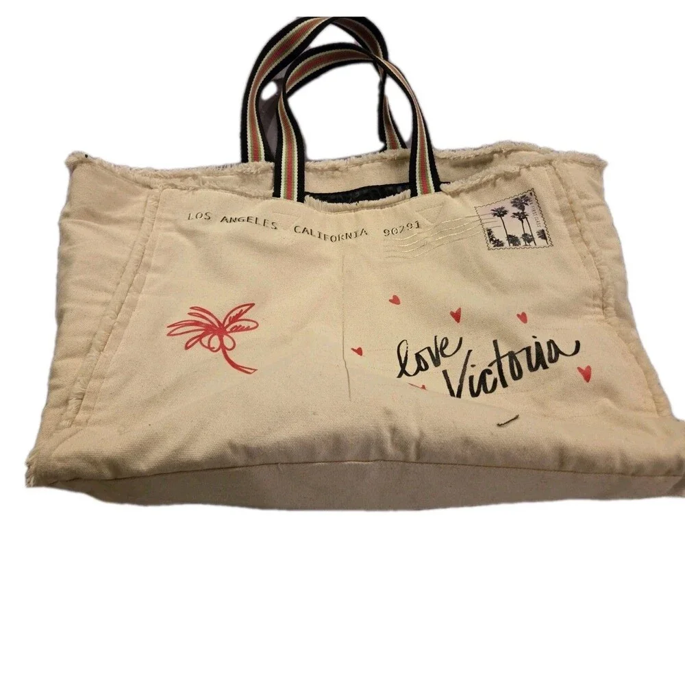 Victoria’s Secret‎ Postcard Greetings Getaway Beach Large Tote Bag Inside Pocket